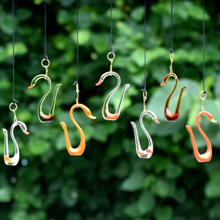 Glass Multicolor Duck Christmas Tree Decoration Ornaments Set of 8 Pcs